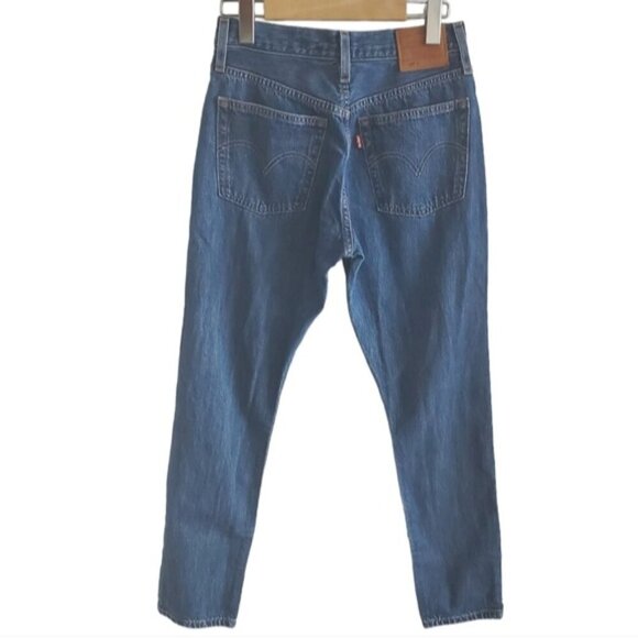 Levi's 501 Distressed Button Fly Blue Jeans Size 25 x 28 - Picture 2 of 9